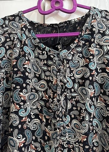 Bohem V Yaka Uzun Kollu Gri Tunik - Görsel 2