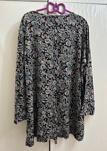 Bohem V Yaka Uzun Kollu Gri Tunik - Görsel 5