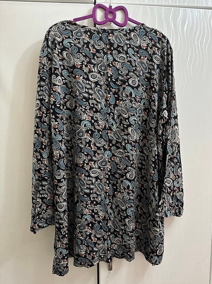 Bohem V Yaka Uzun Kollu Gri Tunik - Görsel 5