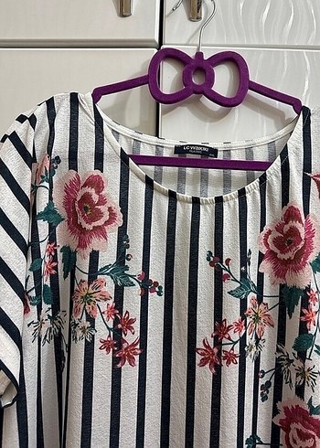 Çiçekli Bohem Kısa Kollu Büyük Beden Bluz - Görsel 2