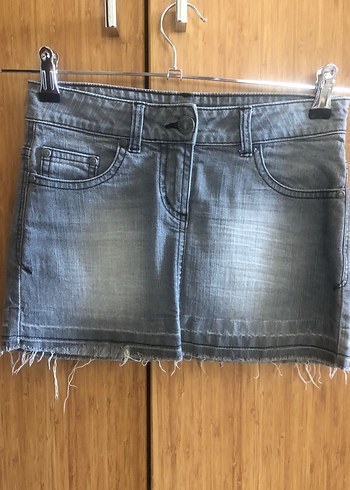 Gri Denim Mini Etek