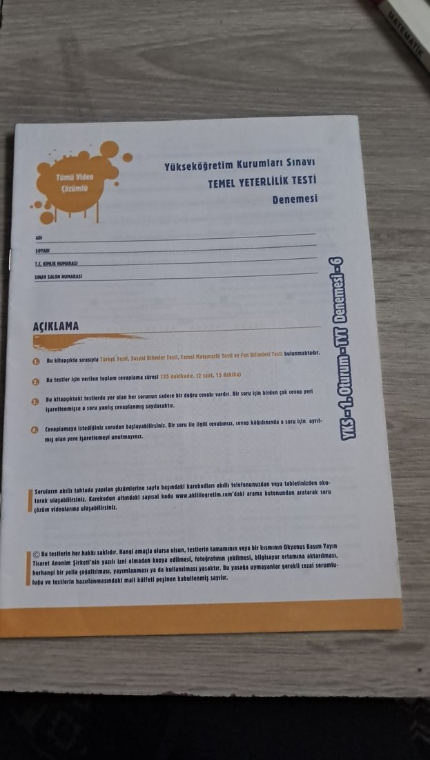 Yükseköğretim Kurumları Sınavı Denemesi TYT - Görsel 4