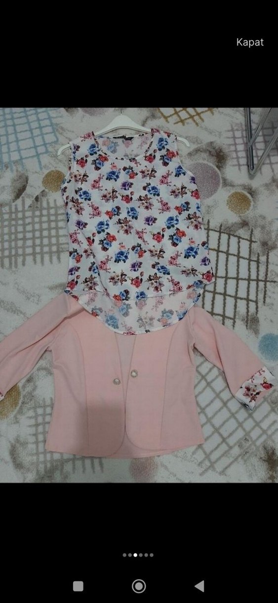 Pembe Düğmeli  ceket ve içi takım - Görsel 4