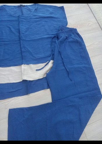Mavi Kısa Kollu Uzun Takım - Görsel 2