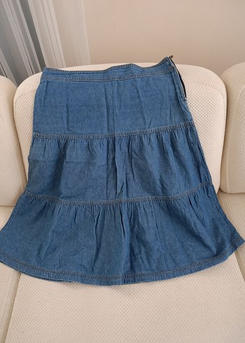 xl Beden Rahat Kesim Volanlı Midi Kot Etek
