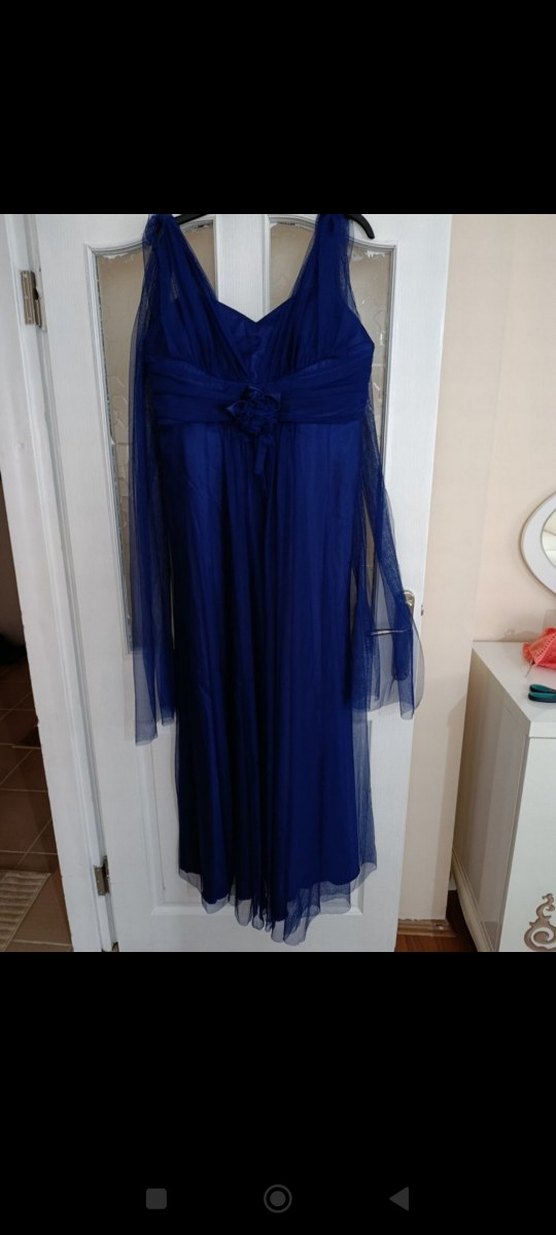 Uzun Lacivert Drapeli Abiye Elbise - Görsel 5