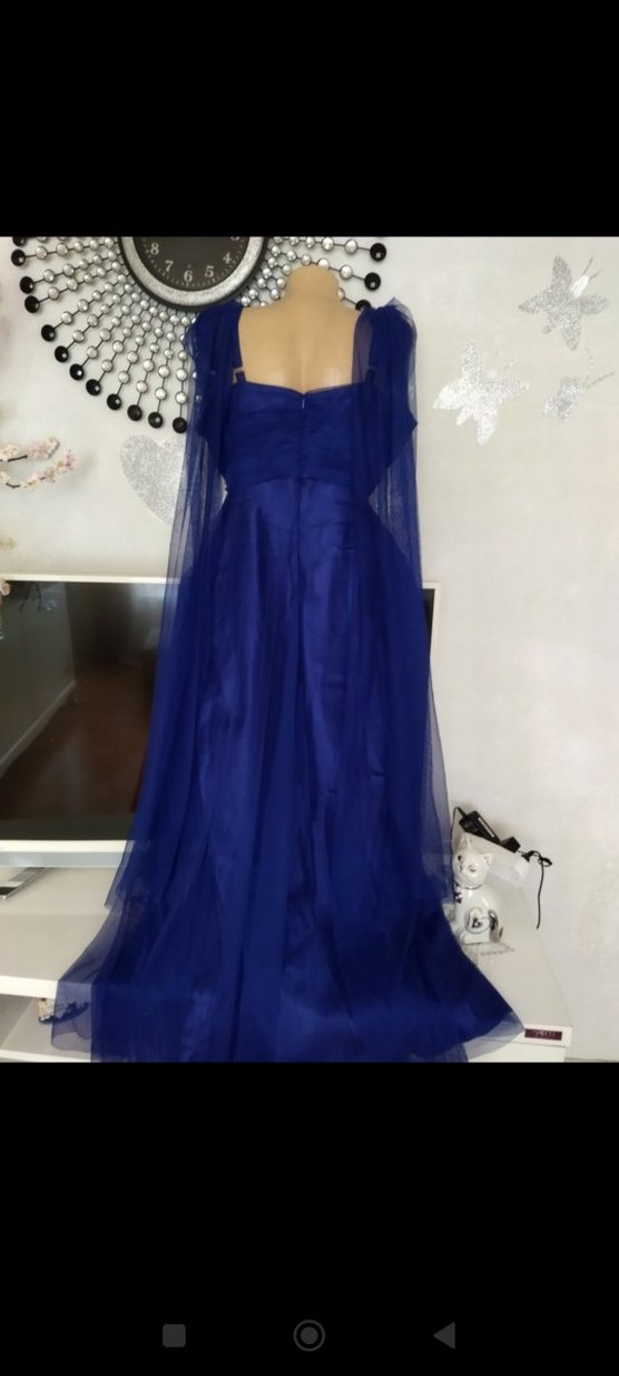 Uzun Lacivert Drapeli Abiye Elbise - Görsel 2