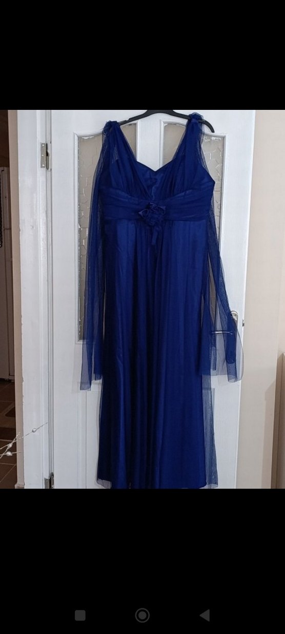 Uzun Lacivert Drapeli Abiye Elbise - Görsel 4