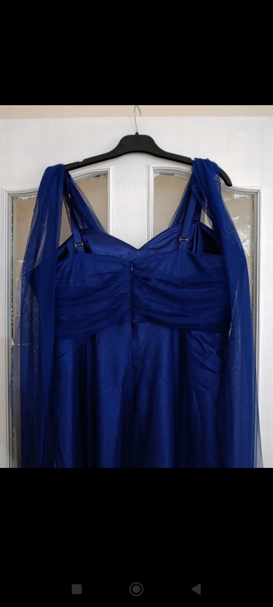 Uzun Lacivert Drapeli Abiye Elbise - Görsel 3