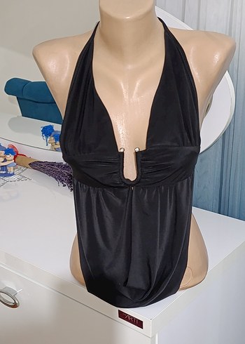 Siyah Drapeli Kolsuz Mini üst - Görsel 3