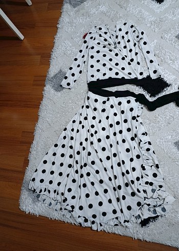 Puantiye Desenli Uzun Anvelop Etek takım - Görsel 2