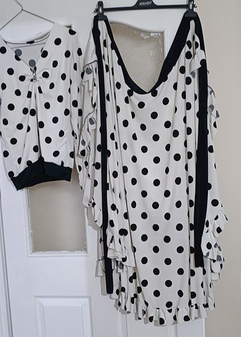 Puantiye Desenli Uzun Anvelop Etek takım - Görsel 4