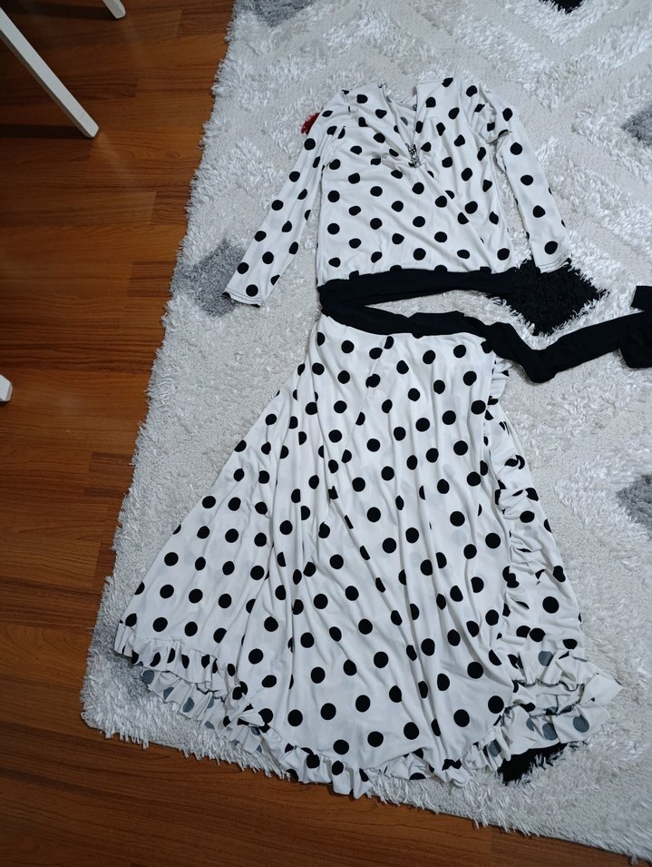 Puantiye Desenli Uzun Anvelop Etek takım - Görsel 2