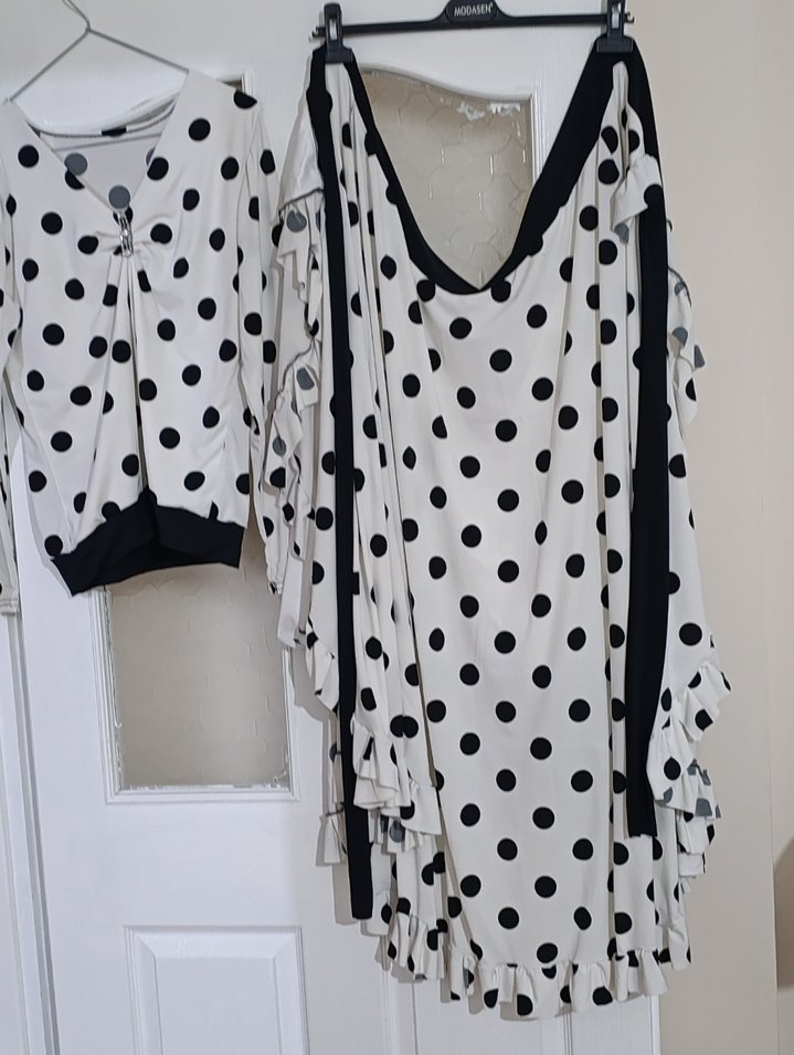 Puantiye Desenli Uzun Anvelop Etek takım - Görsel 4