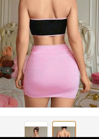 Trendyol & Milla Pembe Siyah Halter Yaka Mini Bustiyer