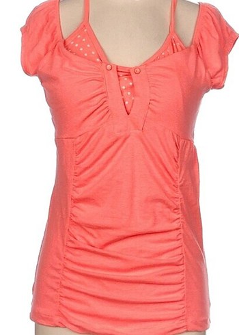 Pembe V Yakalı Düğmeli Kadın Bluz - Görsel 3