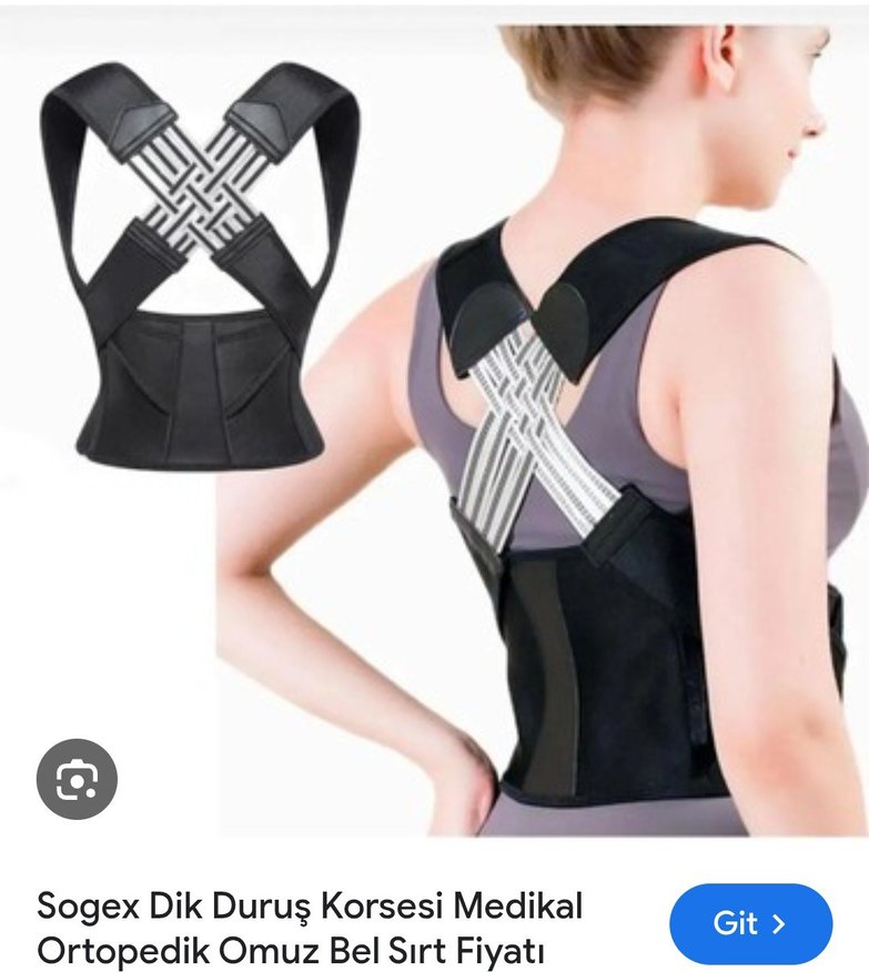 Siyah Sırt Çapraz Destekli dik duruş Korsesi - Görsel 2