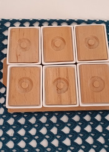 Beyaz ve Ahşap Kapaklı 6'lı kahvaltı Kabı Seti - Görsel 2