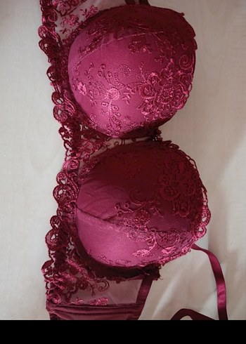 Bordo Nakışlı Bohem sütyen 95 beden - Görsel 3