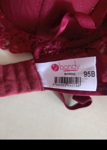 Bordo Nakışlı Bohem sütyen 95 beden - Görsel 6