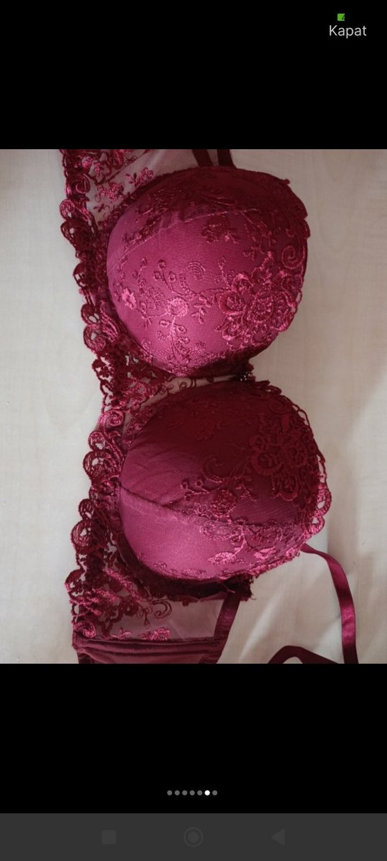Bordo Nakışlı Bohem sütyen 95 beden - Görsel 3