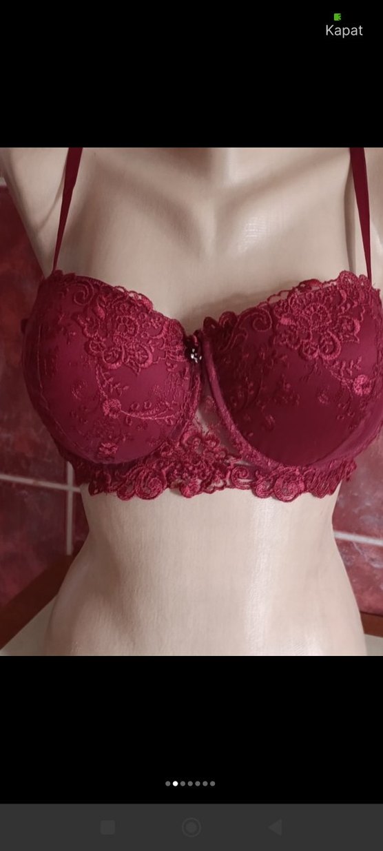 Bordo Nakışlı Bohem sütyen 95 beden - Görsel 4
