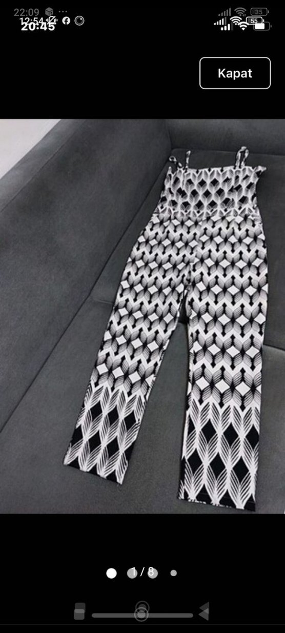 Gri Piliseli Kadın Kumaş tulum - Görsel 2