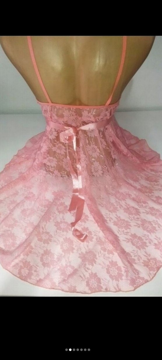 Pembe Dantel Midi Kadın Gecelik - Görsel 3