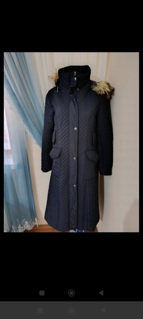 Kürklü Lacivert Uzun Kadın Kışlık Mont - Görsel 5