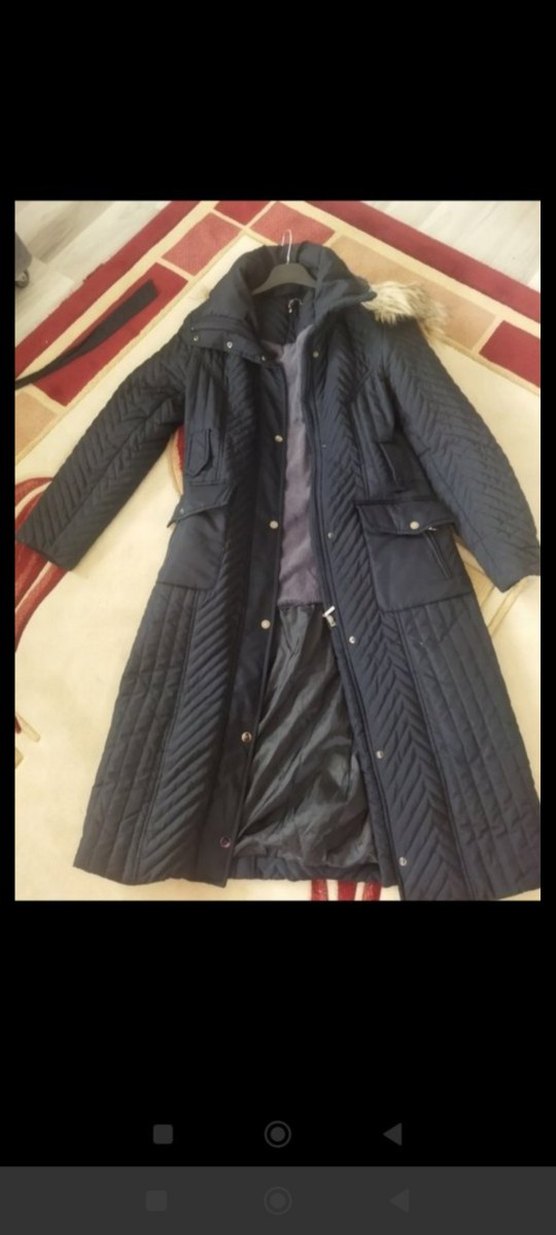 Kürklü Lacivert Uzun Kadın Kışlık Mont - Görsel 3