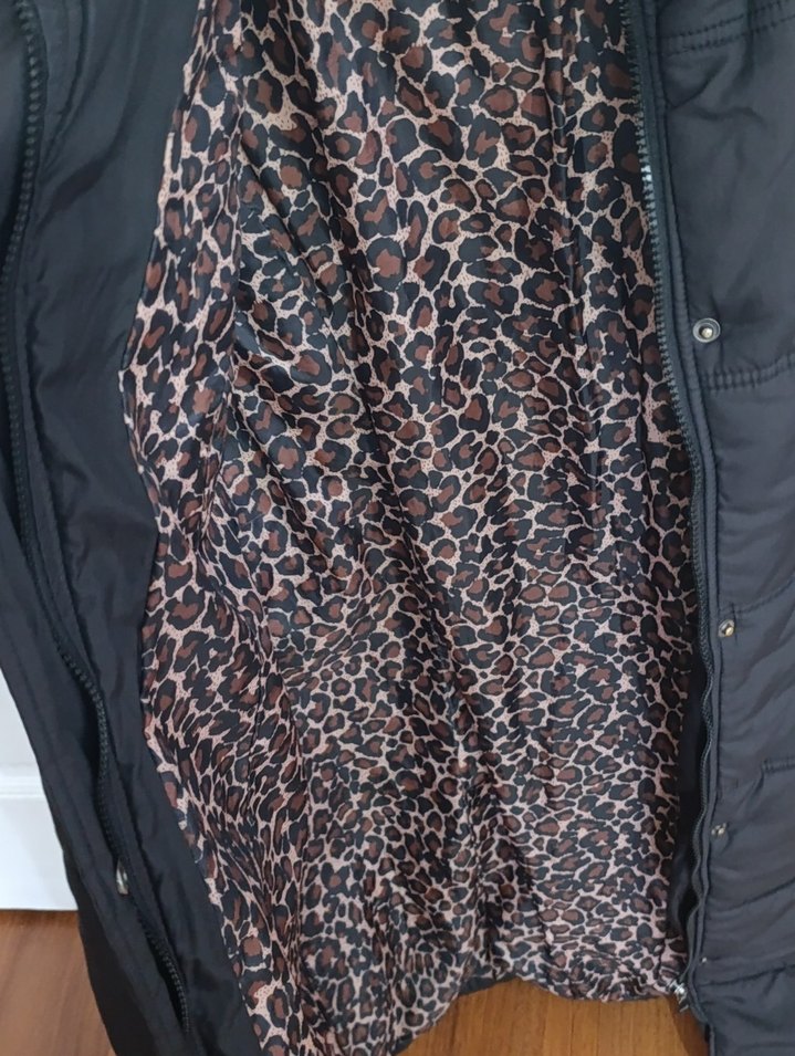 Siyah Uzun Kadın Mont Kürklü Kapüşonlu - Görsel 3