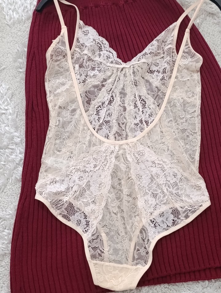 Vintage Dantel Beyaz Midi Kadın İç Çamaşırı - Görsel 3