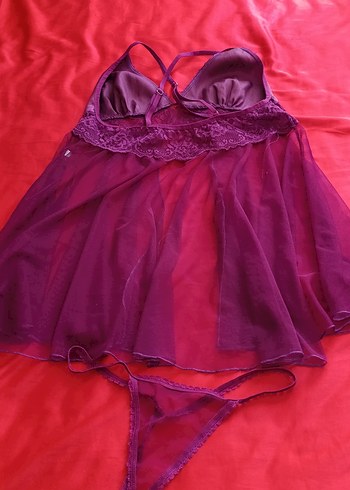 l Beden bordo Renk Mor Gotik Midi İp Askılı Gecelik