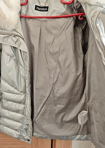 network gümüş rengi kaz tüyü mont - Görsel 5