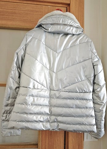 network gümüş rengi kaz tüyü mont - Görsel 4