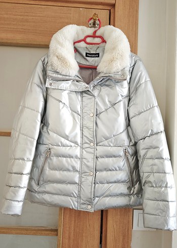 network gümüş rengi kaz tüyü mont - Görsel 2