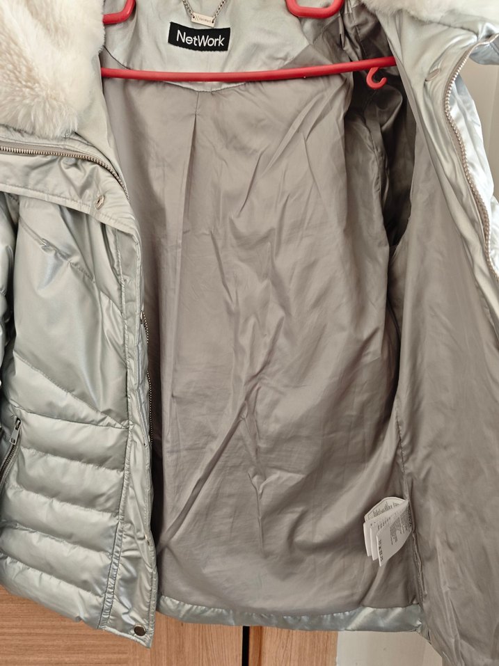 network gümüş rengi kaz tüyü mont - Görsel 5