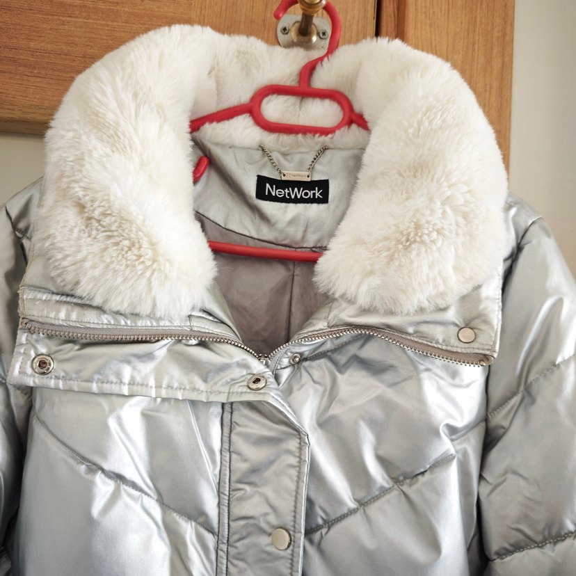 network gümüş rengi kaz tüyü mont - Görsel 3