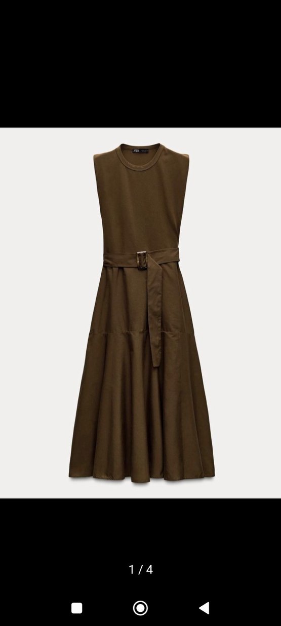 Haki Kemerli Uzun Elbise - Görsel 3