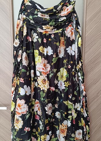 xs Beden çeşitli Renk H&M Çiçek Desenli Bandeau Elbise