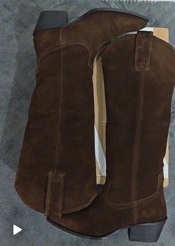 Zara kahverengi süet kovboy çizme - Görsel 6