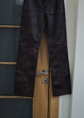 Zara kahverengi deri pantolon - Görsel 5