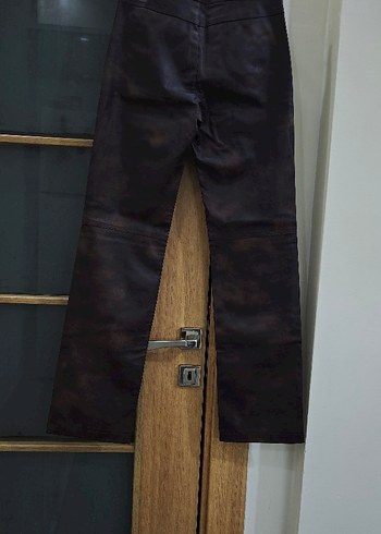 Zara kahverengi deri pantolon - Görsel 4