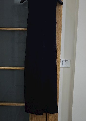 Düğmeli Lacivert V Yaka Uzun Triko Elbise - Görsel 5