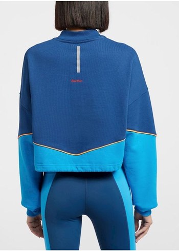 Rahat Kesim Fermuarlı Mavi Sweatshirt - Görsel 3