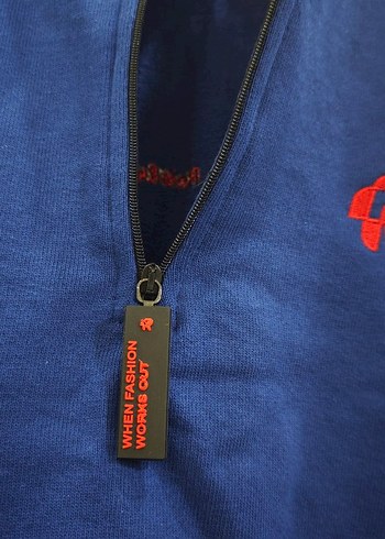 Rahat Kesim Fermuarlı Mavi Sweatshirt - Görsel 5