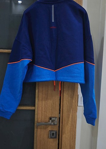 Rahat Kesim Fermuarlı Mavi Sweatshirt - Görsel 6