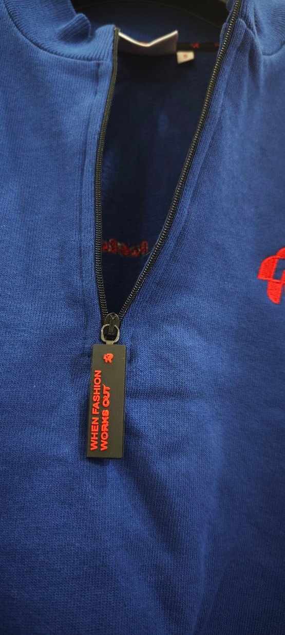 Rahat Kesim Fermuarlı Mavi Sweatshirt - Görsel 5