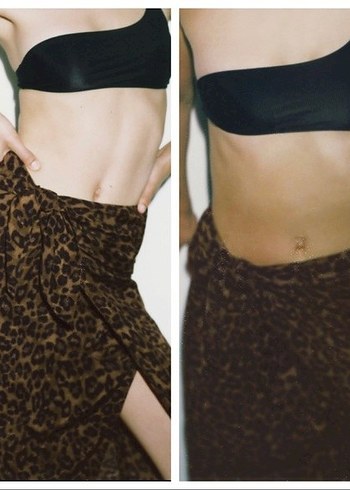 Leopar Desenli Kadın Midi Etek - Görsel 3