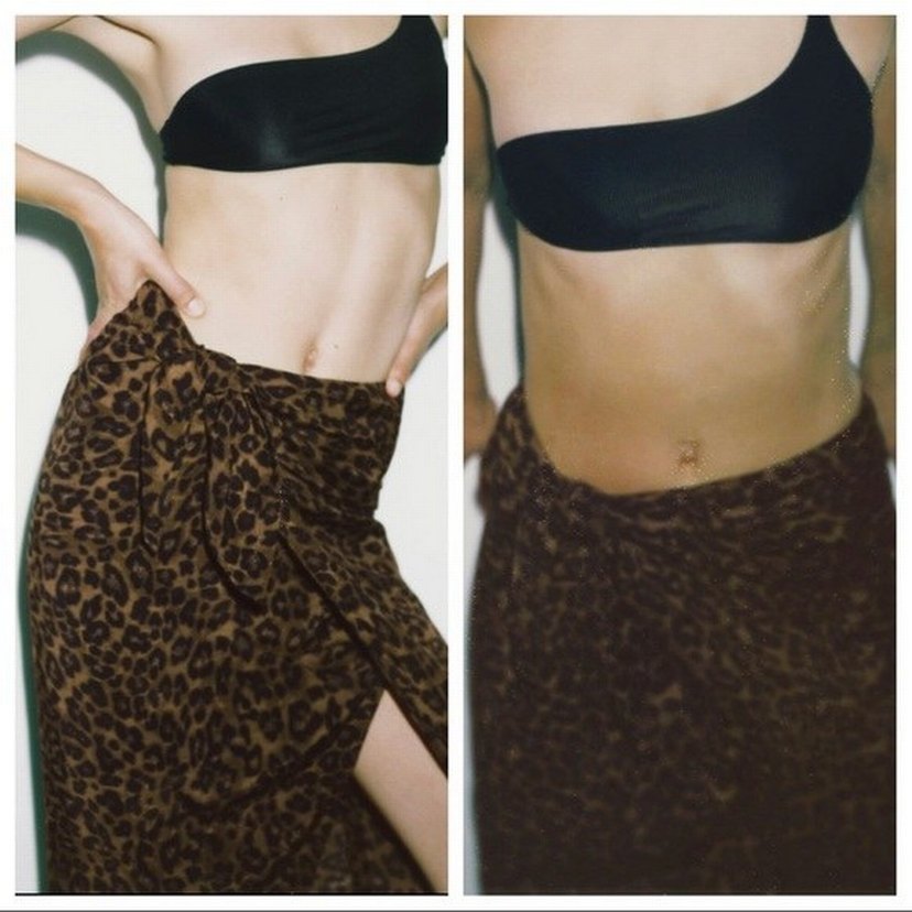 Leopar Desenli Kadın Midi Etek - Görsel 3